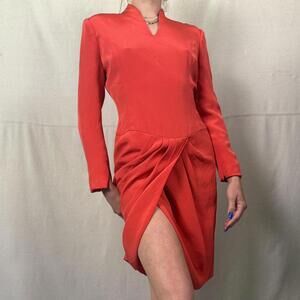 Vintage Carolina Herrera Nordstrom Couture Red Dress long sleeve formal dress